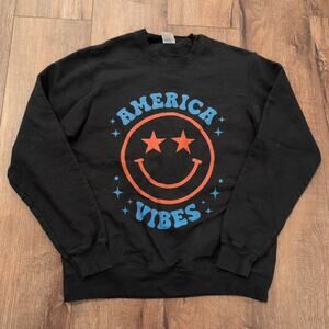 America Vibes Adult Medium Sweatshirt Smiley Face Happy Skater United States USA